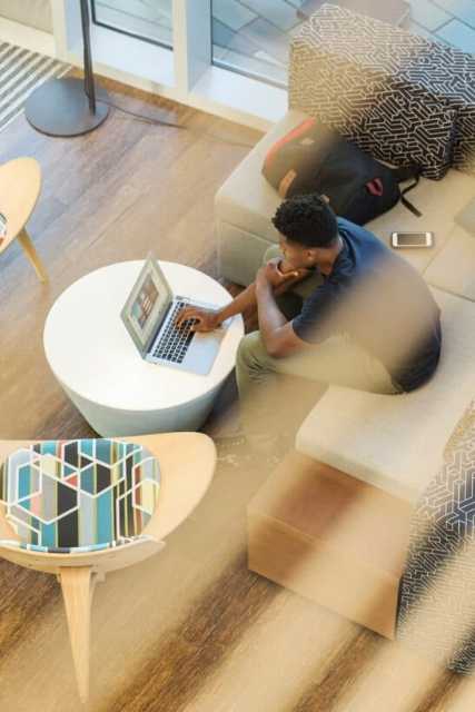 A man working remotely